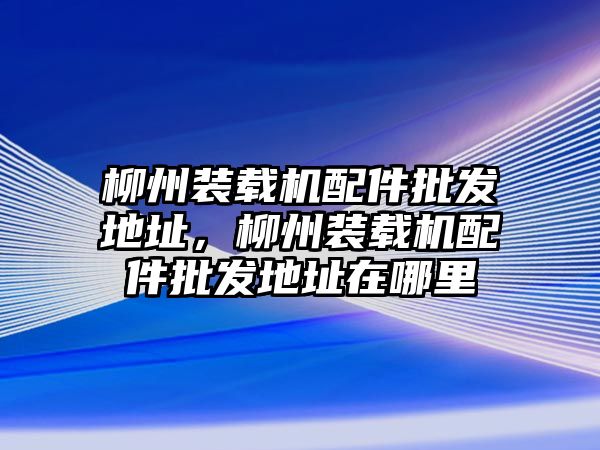 柳州裝載機(jī)配件批發(fā)地址，柳州裝載機(jī)配件批發(fā)地址在哪里