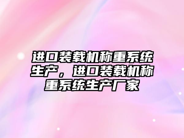 進口裝載機稱重系統生產，進口裝載機稱重系統生產廠家