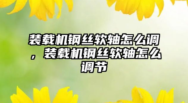 裝載機鋼絲軟軸怎么調，裝載機鋼絲軟軸怎么調節