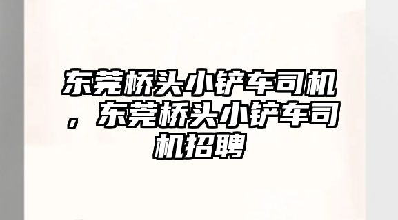 東莞橋頭小鏟車司機，東莞橋頭小鏟車司機招聘