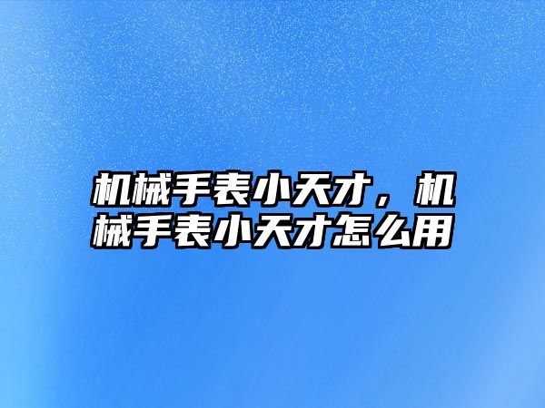 機械手表小天才，機械手表小天才怎么用