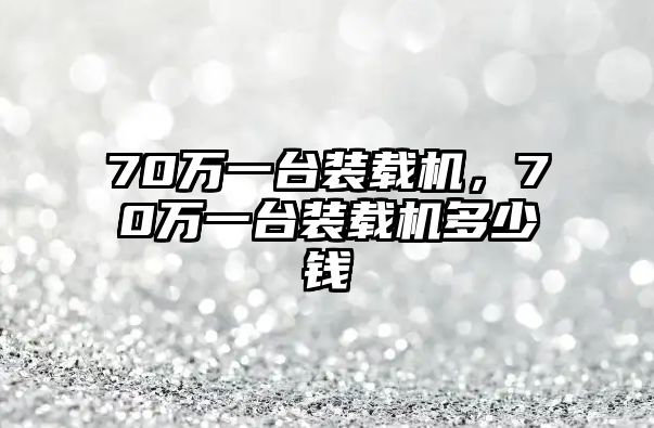 70萬一臺裝載機，70萬一臺裝載機多少錢