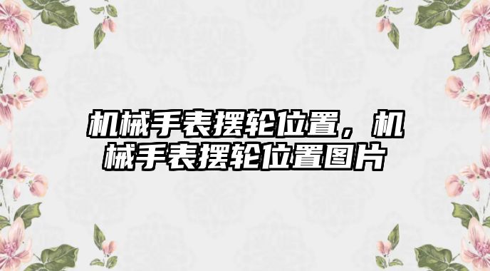 機械手表擺輪位置，機械手表擺輪位置圖片