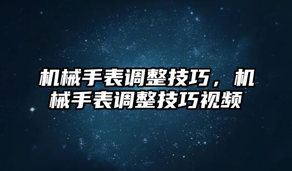 機械手表調整技巧，機械手表調整技巧視頻