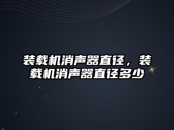 裝載機消聲器直徑，裝載機消聲器直徑多少