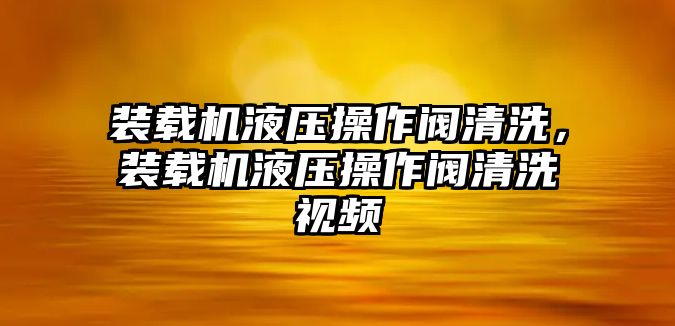 裝載機液壓操作閥清洗，裝載機液壓操作閥清洗視頻