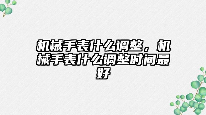 機械手表什么調整，機械手表什么調整時間最好