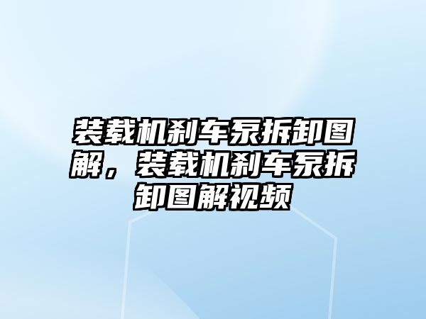 裝載機(jī)剎車泵拆卸圖解，裝載機(jī)剎車泵拆卸圖解視頻