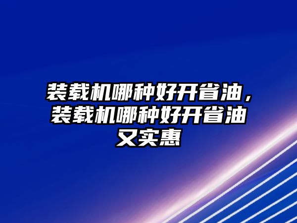 裝載機(jī)哪種好開省油，裝載機(jī)哪種好開省油又實(shí)惠