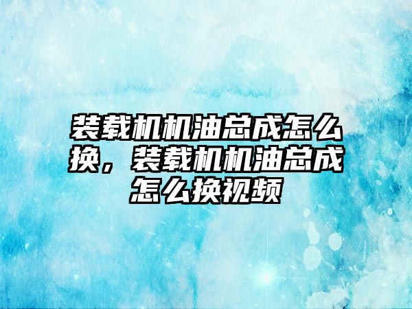 裝載機機油總成怎么換，裝載機機油總成怎么換視頻