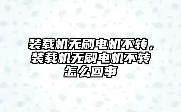 裝載機無刷電機不轉，裝載機無刷電機不轉怎么回事