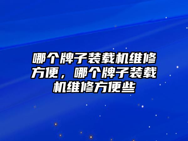 哪個(gè)牌子裝載機(jī)維修方便，哪個(gè)牌子裝載機(jī)維修方便些