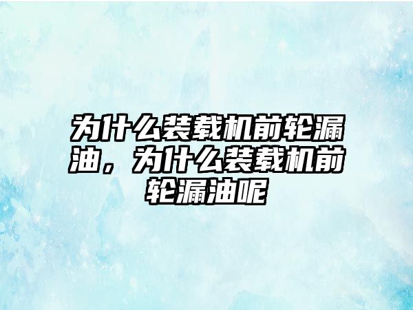 為什么裝載機前輪漏油，為什么裝載機前輪漏油呢