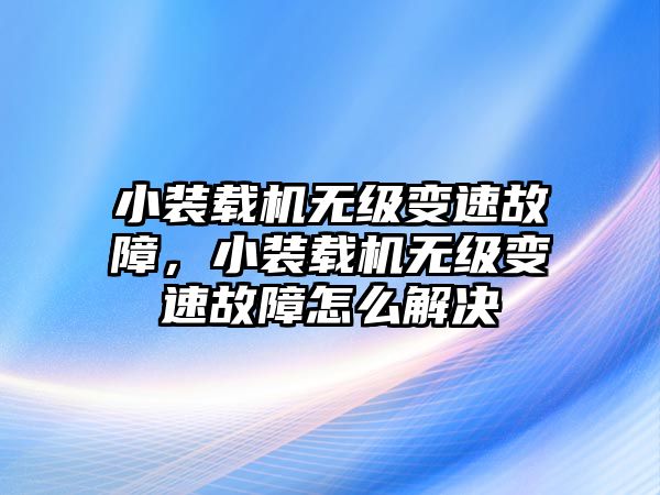 小裝載機無級變速故障，小裝載機無級變速故障怎么解決