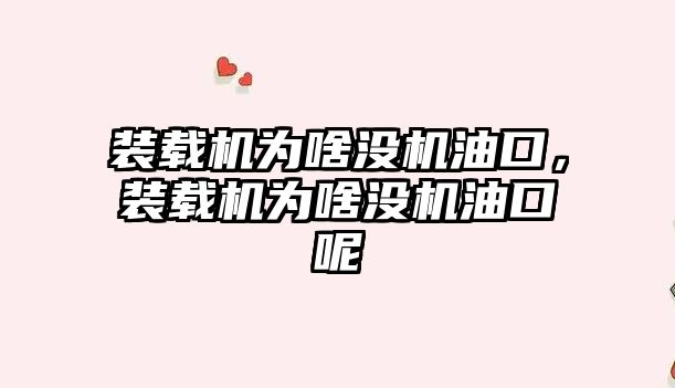 裝載機為啥沒機油口，裝載機為啥沒機油口呢