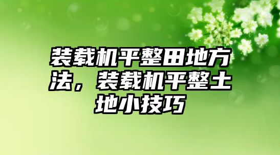 裝載機平整田地方法，裝載機平整土地小技巧