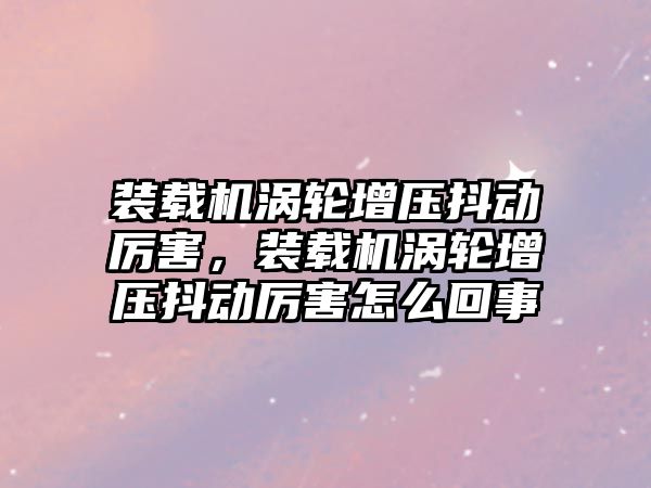 裝載機渦輪增壓抖動厲害，裝載機渦輪增壓抖動厲害怎么回事