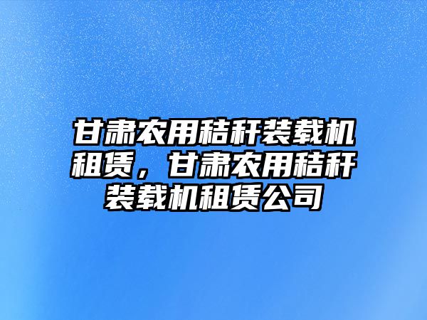 甘肅農(nóng)用秸稈裝載機(jī)租賃，甘肅農(nóng)用秸稈裝載機(jī)租賃公司