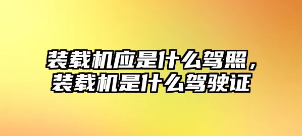 裝載機(jī)應(yīng)是什么駕照，裝載機(jī)是什么駕駛證