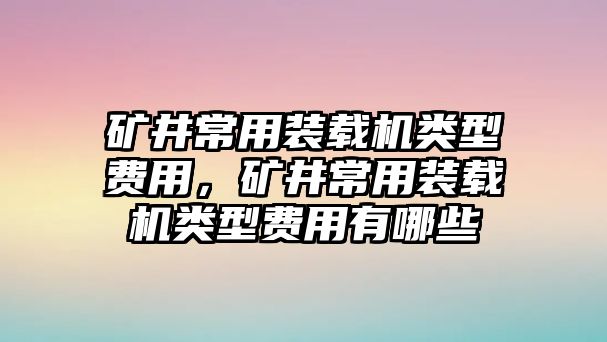 礦井常用裝載機類型費用，礦井常用裝載機類型費用有哪些