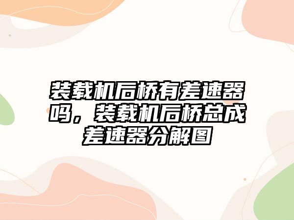 裝載機后橋有差速器嗎，裝載機后橋總成差速器分解圖