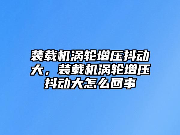 裝載機渦輪增壓抖動大，裝載機渦輪增壓抖動大怎么回事