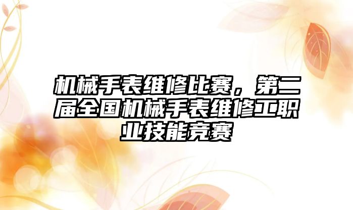 機械手表維修比賽，第二屆全國機械手表維修工職業(yè)技能競賽