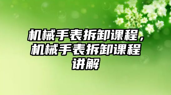 機械手表拆卸課程，機械手表拆卸課程講解