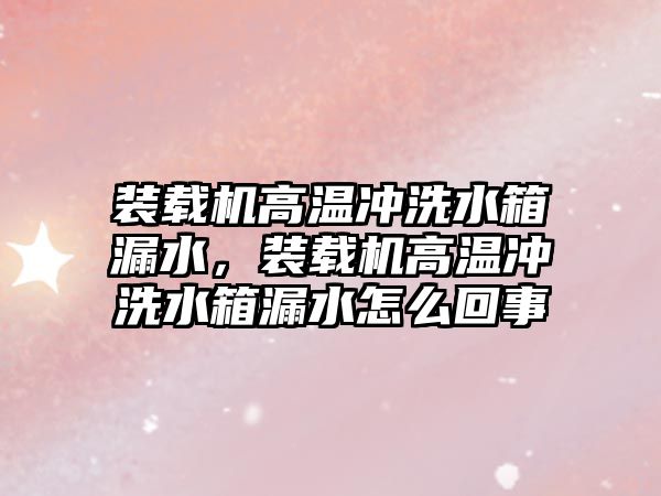 裝載機高溫沖洗水箱漏水，裝載機高溫沖洗水箱漏水怎么回事