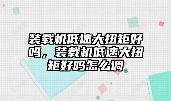 裝載機低速大扭矩好嗎，裝載機低速大扭矩好嗎怎么調