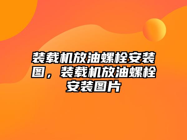 裝載機放油螺栓安裝圖，裝載機放油螺栓安裝圖片