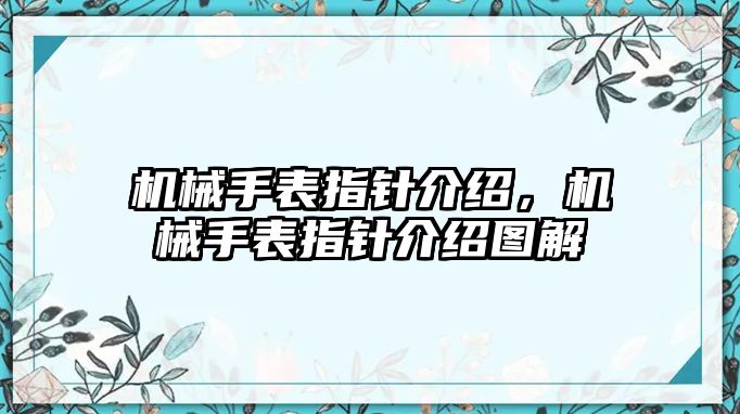 機械手表指針介紹，機械手表指針介紹圖解