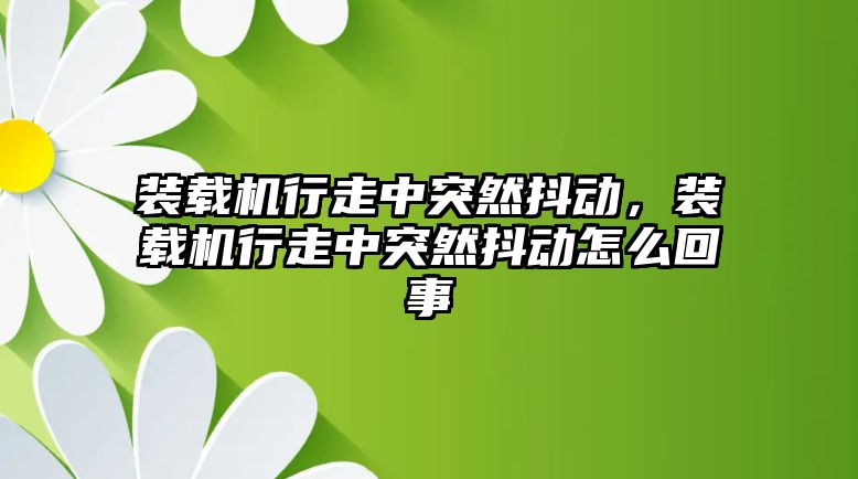 裝載機行走中突然抖動，裝載機行走中突然抖動怎么回事