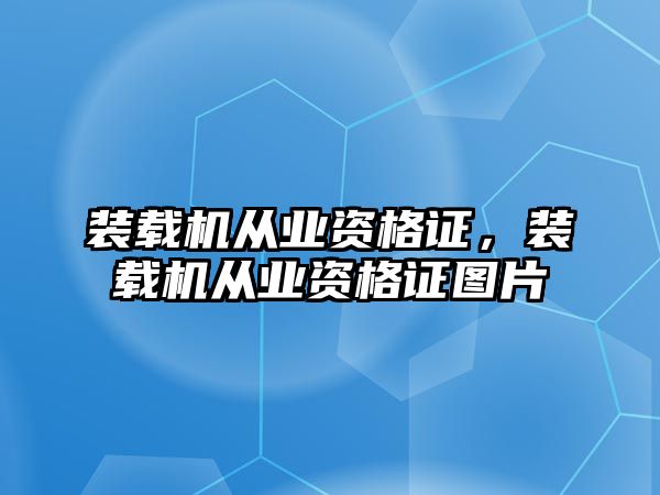 裝載機從業資格證，裝載機從業資格證圖片