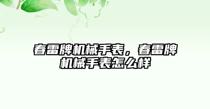 春雷牌機械手表，春雷牌機械手表怎么樣