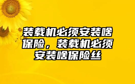 裝載機(jī)必須安裝啥保險(xiǎn)，裝載機(jī)必須安裝啥保險(xiǎn)絲