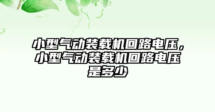 小型氣動裝載機回路電壓，小型氣動裝載機回路電壓是多少