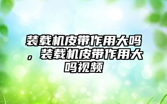 裝載機皮帶作用大嗎，裝載機皮帶作用大嗎視頻