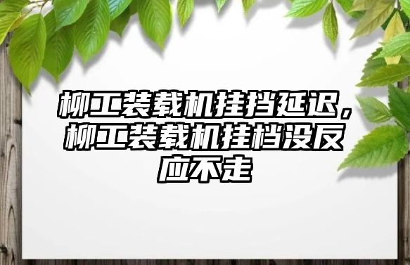 柳工裝載機掛擋延遲，柳工裝載機掛檔沒反應不走