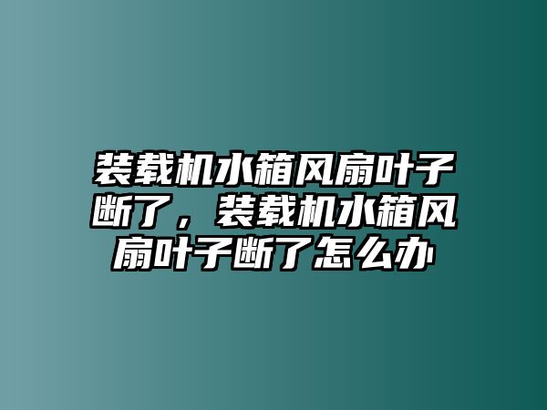 裝載機水箱風扇葉子斷了，裝載機水箱風扇葉子斷了怎么辦