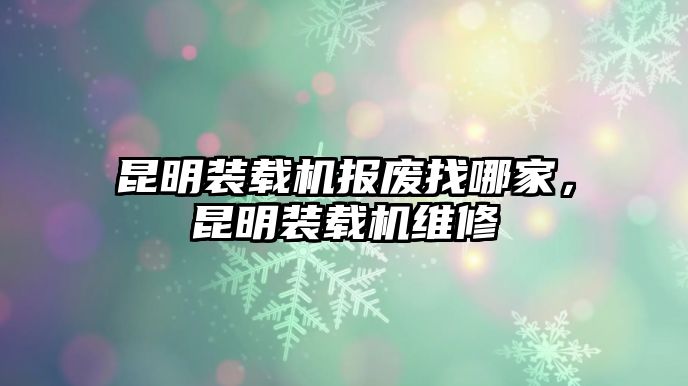 昆明裝載機報廢找哪家，昆明裝載機維修