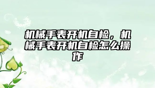 機械手表開機自檢，機械手表開機自檢怎么操作