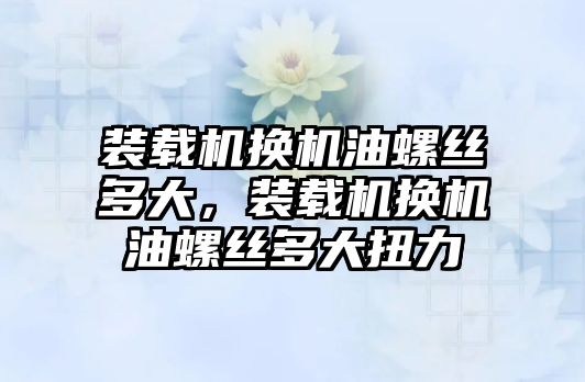 裝載機換機油螺絲多大，裝載機換機油螺絲多大扭力