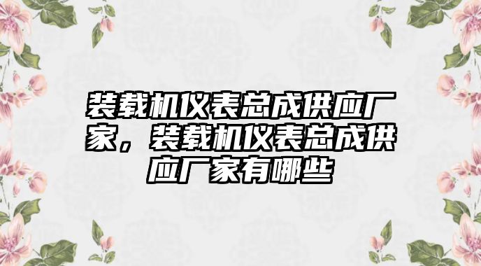 裝載機儀表總成供應廠家，裝載機儀表總成供應廠家有哪些