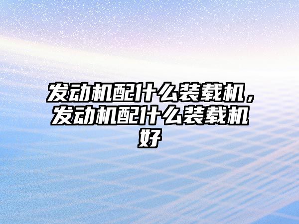 發動機配什么裝載機，發動機配什么裝載機好