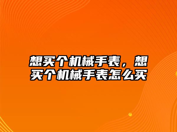 想買個機械手表，想買個機械手表怎么買